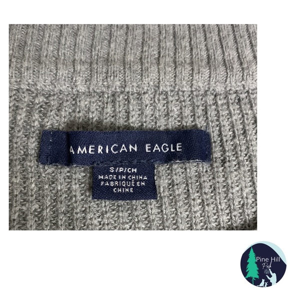 SOLD American Eagle Sweater Small Gray Crew Henley Long Sleeve Lightweight EUC - Picture 3 of 9